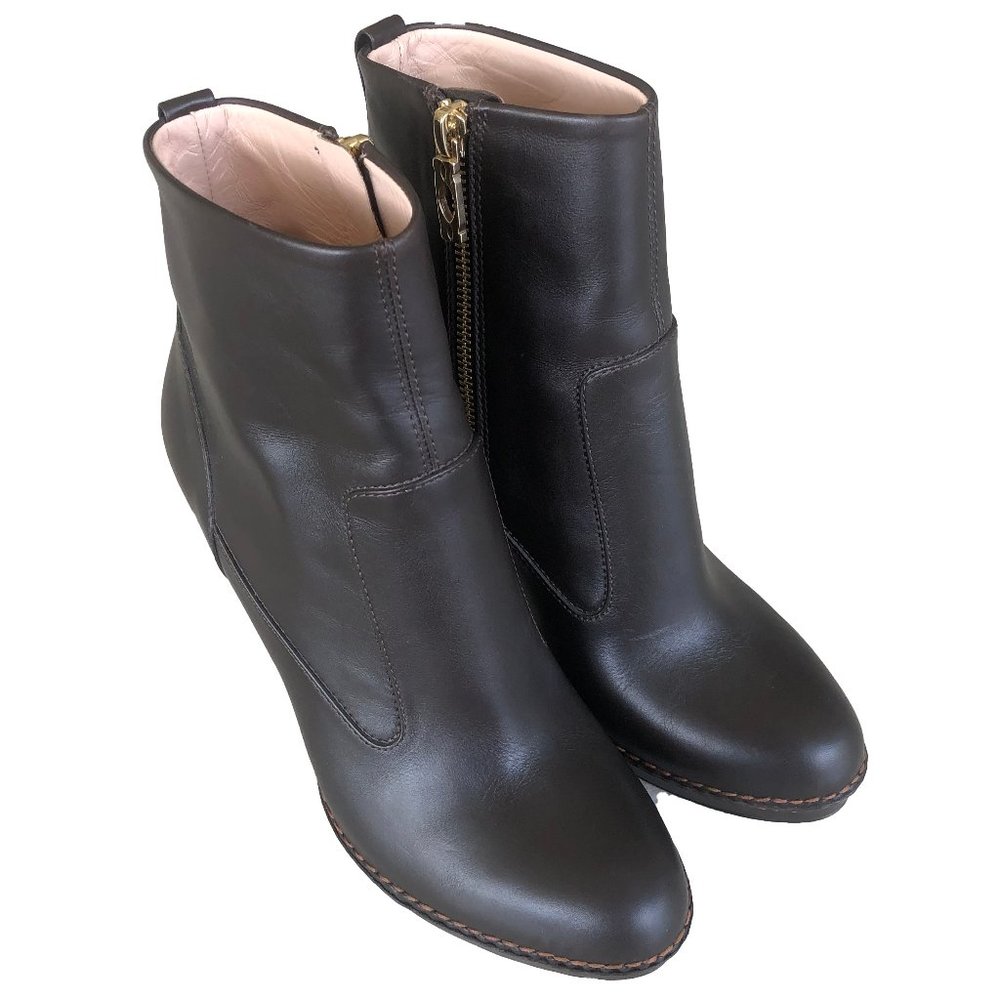MORESCHI Brown Leather Heel Ankle Boots SIZE 7
